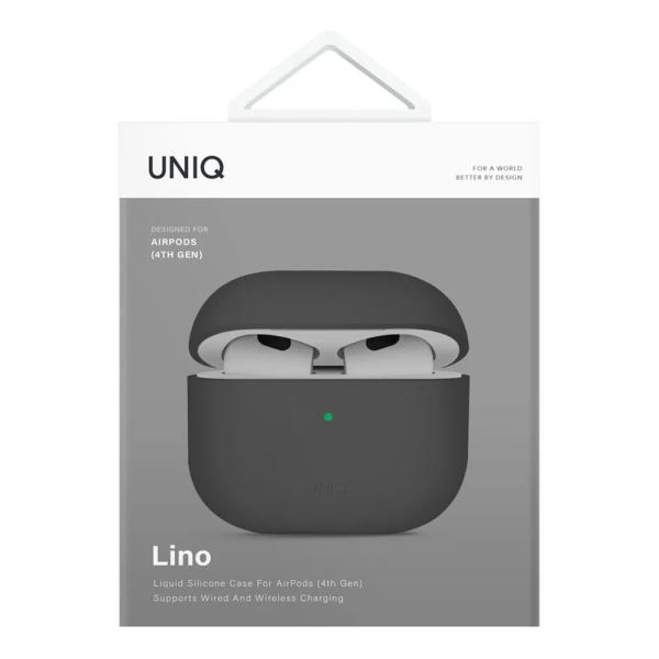 Чехол UNIQ Lino для AirPods 4, силикон. Цвет: серый