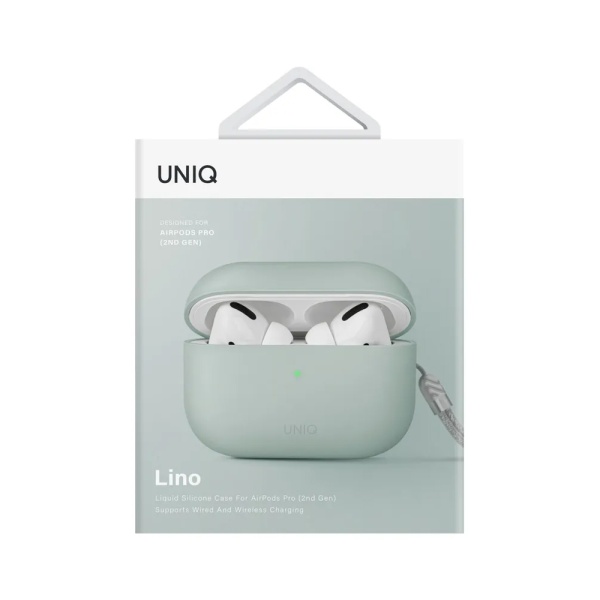 Чехол UNIQ Lino для AirPods 4, силикон. Цвет: зеленый