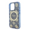 Чехол Guess PC/TPU 4G Peony MagSafe для iPhone 16 Pro. Цвет: синий