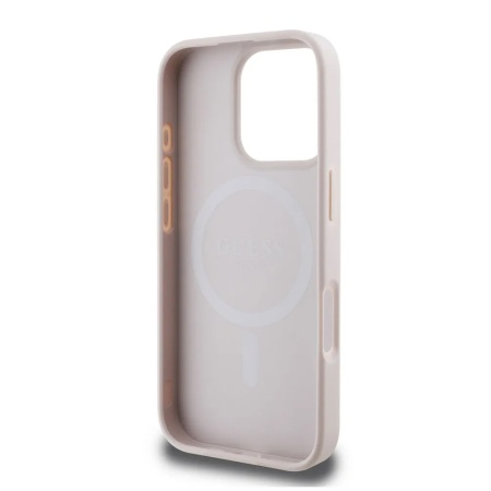 Чехол Guess PU 4G Stripes MagSafe для iPhone 16 Pro. Цвет: розовый