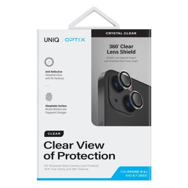 Защитное стекло Uniq OPTIX Camera Lens для камеры iPhone 15/15 Plus. Цвет: прозрачный