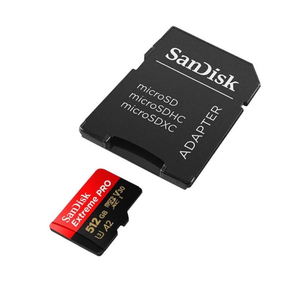 Флеш-накопитель Sandisk Extreme Pro SDXC 512GB + SD Adapter, 140Мб/с V30 UHS-I U3