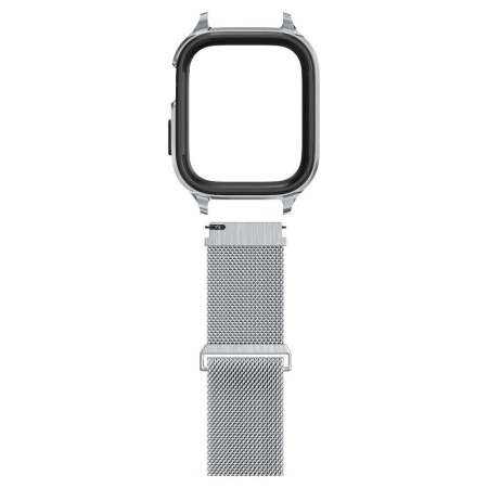 Ремешок и защитный чехол SPIGEN METAL FIT PRO для Apple Watch 44/45мм. Цвет: серебристый