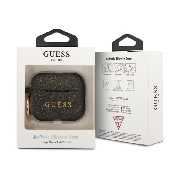 Чехол Guess Silicone with ring для AirPods Pro 2. Цвет: черный