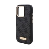 Чехол Guess PU 4G Plate metal logo MagSafe для iPhone 16. Цвет: черный