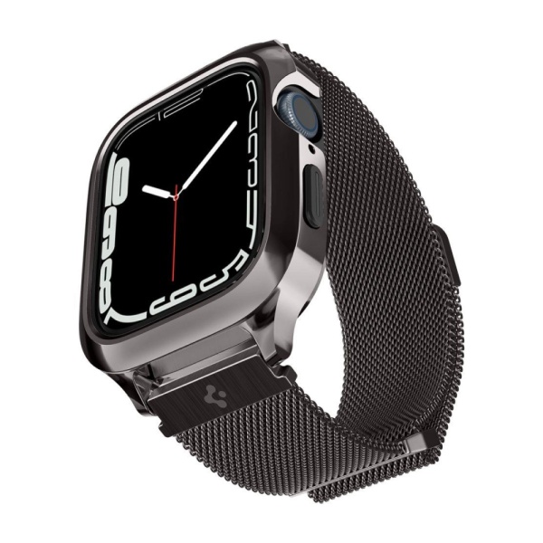 Ремешок и защитный чехол SPIGEN METAL FIT PRO для Apple Watch 44/45мм. Цвет: графит