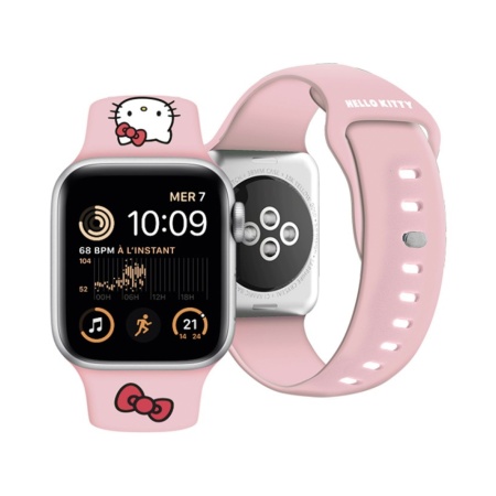 Ремешок силиконовый Hello Kitty Liquid silicon Kitty Head для Apple Watch 38мм/40мм. Цвет: розовый