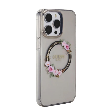 Чехол Guess для iPhone 14 Pro Max PC/TPU Flowers Wreath Hard. Цвет: черный
