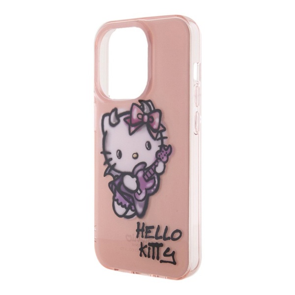 Чехол Hello Kitty PC/TPU Graffiti Guitar для iPhone 15 Pro. Цвет: розовый