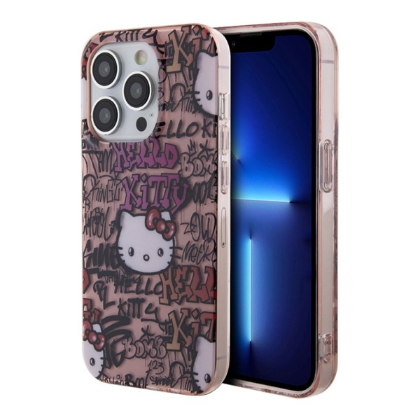 Чехол Hello Kitty PC/TPU Graffiti Tags для iPhone 14 Pro. Цвет: розовый