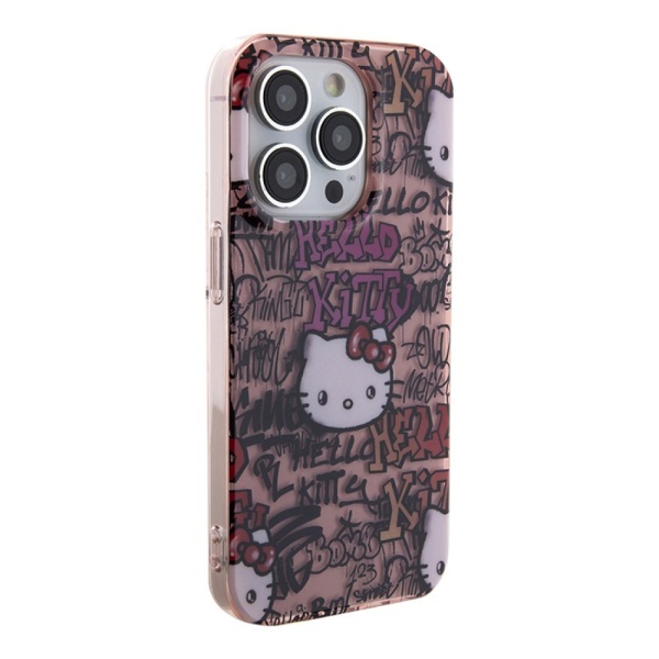 Чехол Hello Kitty PC/TPU Graffiti Tags для iPhone 14 Pro. Цвет: розовый