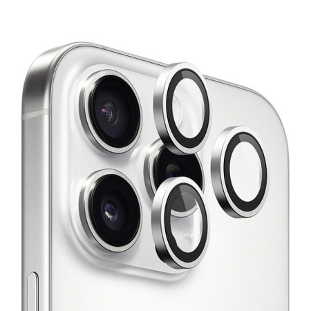 Защитное стекло BlueO Camera lens 99-AR PVD Alloy д/камеры iPhone 16 P/16 PM (3 шт.). Цвет: серебро