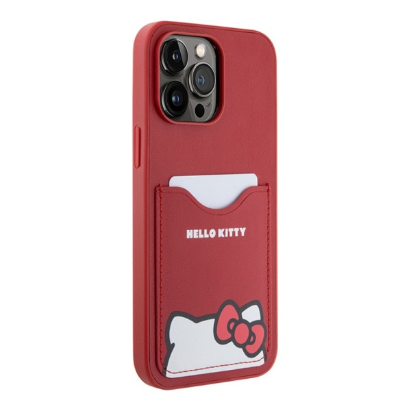 Чехол Hello Kitty Cardslot PU Leather Hidden Kitty для iPhone 14 Pro Max. Цвет: красный