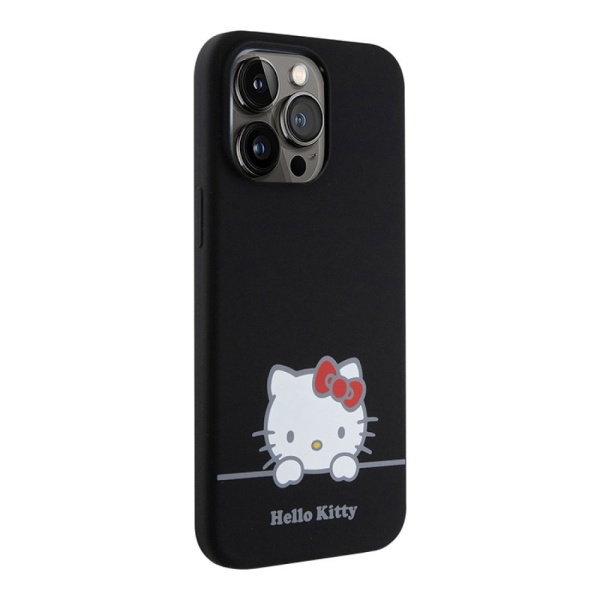 Чехол Hello Kitty Liquid Silicone Dreaming Kitty для iPhone 15 Pro Max. Цвет: черный