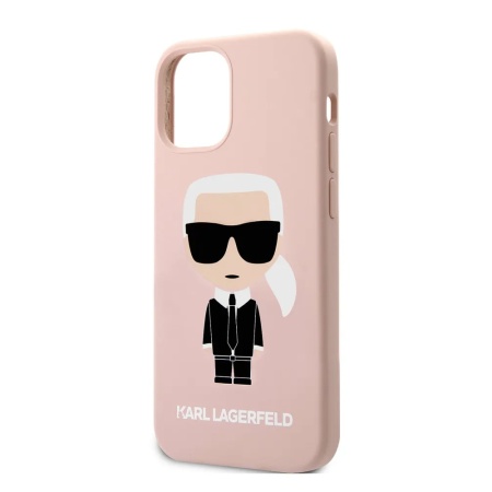 Чехол Lagerfeld для iPhone 12 Pro Max Liquid silicone Iconic Karl Hard. Цвет: розовый