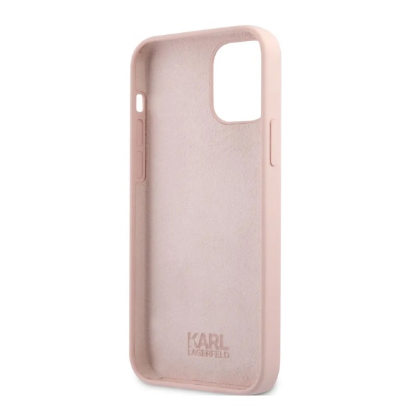 Чехол Lagerfeld для iPhone 12 Pro Max Liquid silicone Iconic Karl Hard. Цвет: розовый