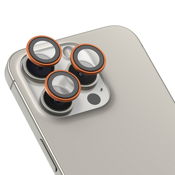 Защитное стекло BlueO Camera lens Armor metal для камеры iPhone 15 Pro Max (3 шт.). Цвет: оранжевый