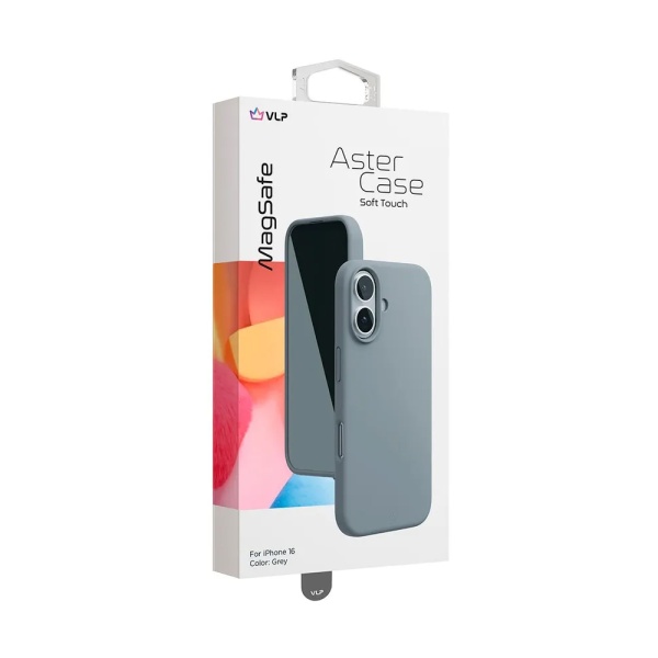 Чехол защитный vlp aster case с MagSafe для iPhone 16. Цвет: серый