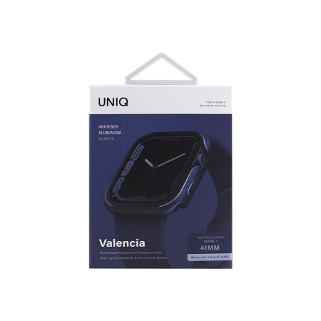 Чехол алюминиевый Uniq Valencia aluminium для Apple Watch 41мм. Цвет: синий