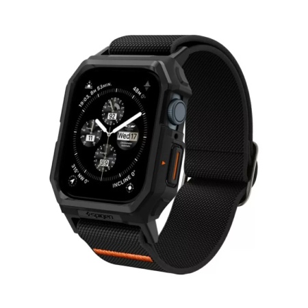 Ремешок и защитный чехол SPIGEN LITE FIT PRO для Apple Watch 44/45мм. Цвет: черный
