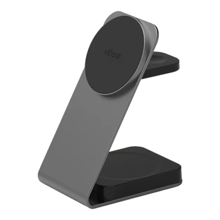Беспроводное зарядное устройство uBear Level Pro 3 в 1 стандарта Qi, MagSafe, 25W. Цвет: серый