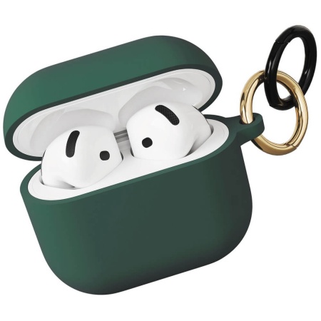 Чехол vlp Charm Case для AirPods 4, силикон. Цвет: темно-зеленый