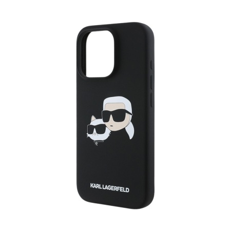 Чехол Lagerfeld Liquid Silicone NFT Karl & Choupette Head MagSafe для iPhone 16 Pro. Цвет: черный