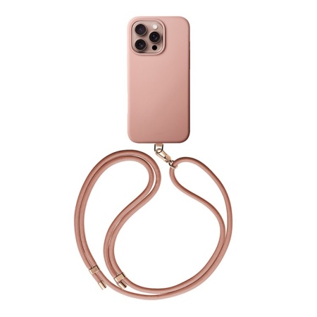 Чехол Uniq COEHL CREME Liquid silicone with Strap Magsafe для iPhone 16 Pro. Цвет: розовый