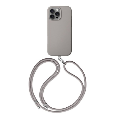 Чехол Uniq COEHL CREME Liquid silicone with Strap MagSafe для iPhone 16 Pro Max. Цвет: серый