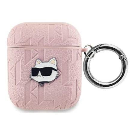 Чехол Lagerfeld PU Saffiano Monogram with ring NFT Metal Head Choupette для Airpods 1/2. Цвет: роз.