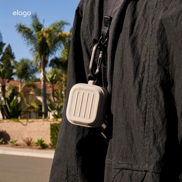 Чехол Elago Armor Silicone Hang case для AirPods 4, силикон. Цвет: "камень"