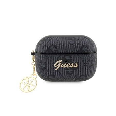 Чехол Guess PU leather 4G with metal logo and charm для AirPods Pro 2. Цвет: черный