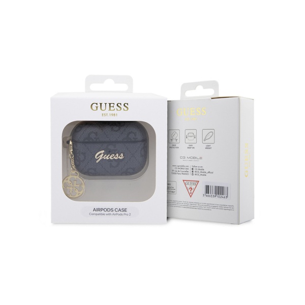 Чехол Guess PU leather 4G with metal logo and charm для AirPods Pro 2. Цвет: черный