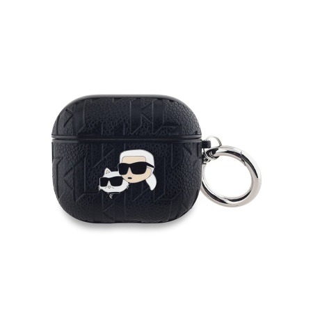 Чехол Lagerfeld PU Saffiano Monogram with ring NFT Metal Head K & Ch для AirPods 3. Цвет: черный