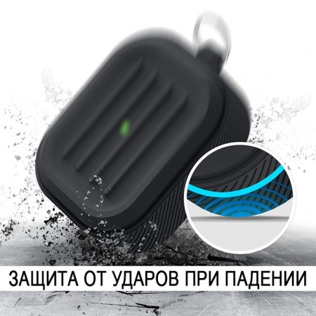 Чехол Elago Armor Silicone hang case для AirPods 3 с карабином. Цвет: черный