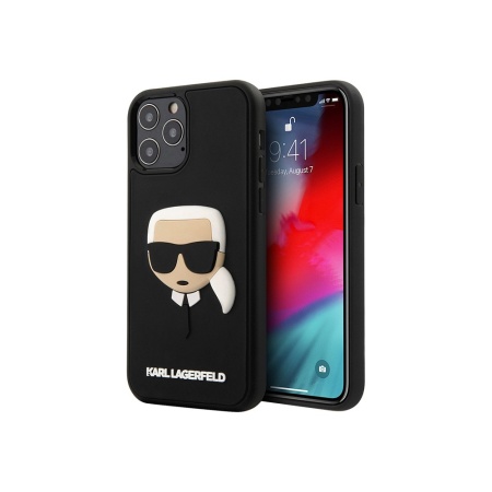 Чехол Lagerfeld для iPhone 12/12 Pro 3D Rubber Karl's head. Цвет: черный
