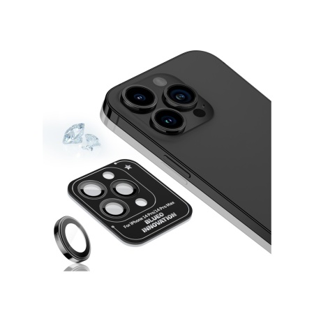 Защитное стекло BlueO Camera lens PVD stainless steel д/камеры iPhone 14 Pro (3 шт.). Цвет: черный
