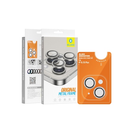 Защитное стекло BlueO Camera lens Armor metal для камеры iPhone 15/15 Plus (2 шт.).Цвет: серебристый
