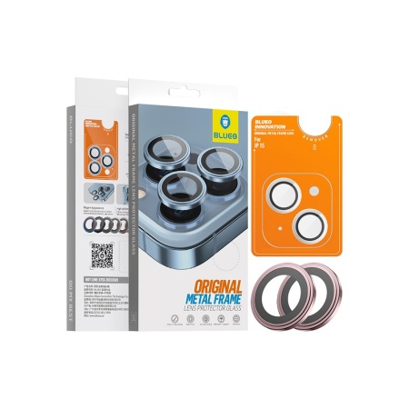 Защитное стекло BlueO Camera lens Armor metal для камеры iPhone 15/15 Plus (2 шт.). Цвет: розовый