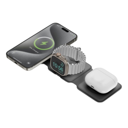 Беспроводное з/у EnergEA Bazic GoMag Trio PLUS magnetic wireless foldable15 Вт. Цвет: серый