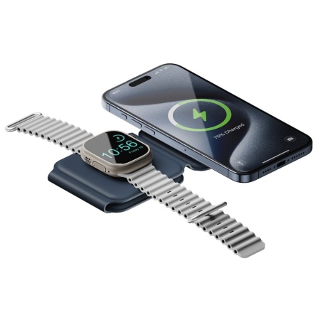 Беспроводное з/у EnergEA Bazic GoMag Trio PLUS magnetic wireless foldable15 Вт. Цвет: синий