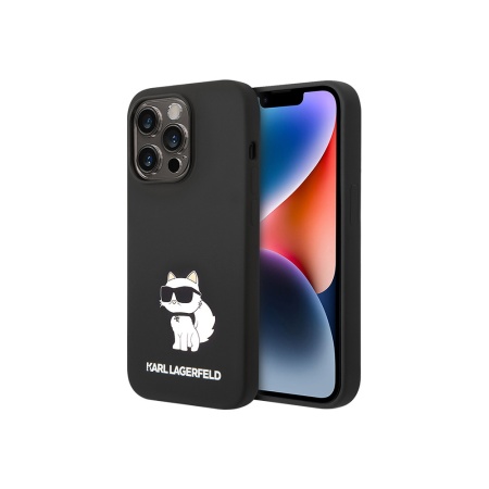 Чехол Lagerfeld для iPhone 14 Pro Max Liquid silicone NFT Choupette Hard (MagSafe). Цвет: черный