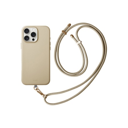 Чехол Uniq COEHL MUSE Leatherette with Strap MagSafe для iPhone 16 Pro Max. Цвет: кремовый