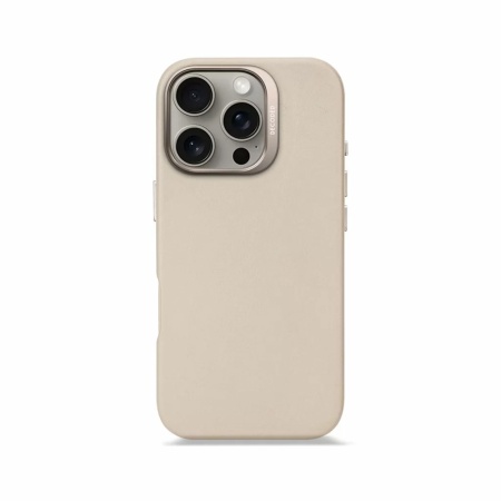 Чехол защитный Decoded Leather Back Cover для iPhone 16 Pro. Цвет:бежевый