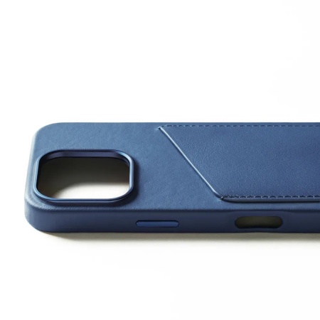 Чехол защитный Mujjo Full Leather Wallet Case для iPhone 16 Pro. Цвет: синий