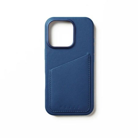 Чехол защитный Mujjo Full Leather Wallet Case для iPhone 16 Pro Max. Цвет: синий