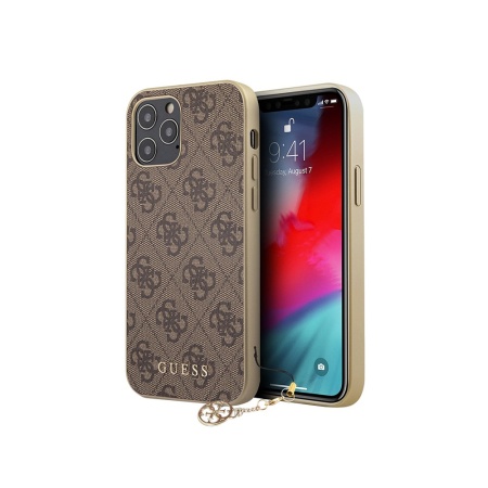 Чехол Guess для iPhone 12 Pro Max PU 4G Charms collection Hard. Цвет: коричневый