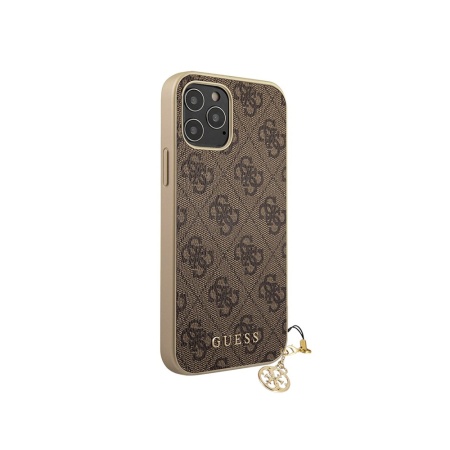 Чехол Guess для iPhone 12 Pro Max PU 4G Charms collection Hard. Цвет: коричневый