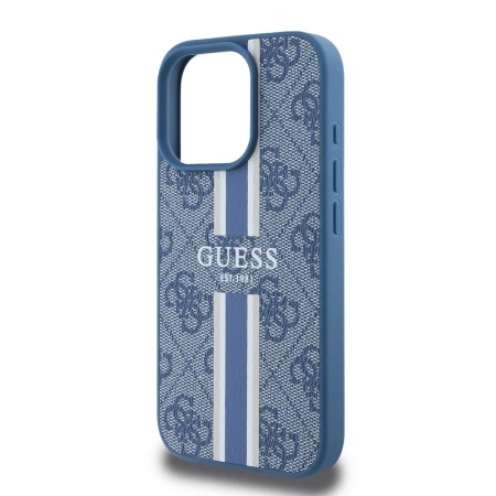 Чехол Guess PU 4G Stripes Hard MagSafe для iPhone 15 Pro Max. Цвет: синий