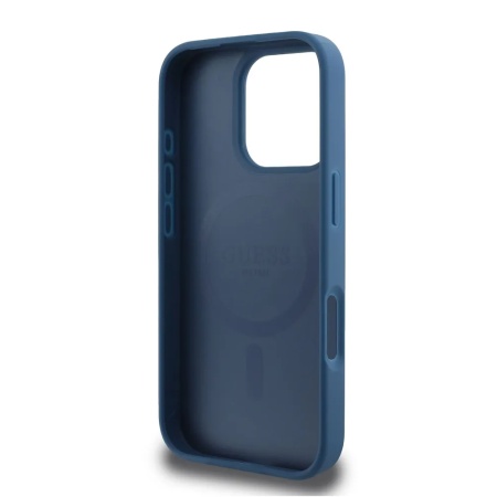 Чехол Guess PU 4G Stripes Hard MagSafe для iPhone 15 Pro Max. Цвет: синий